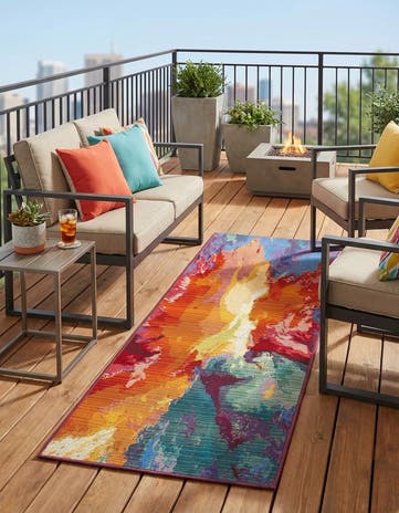 2' x 4' Easy-Clean Modern Indoor / Outdoor Runner Rug