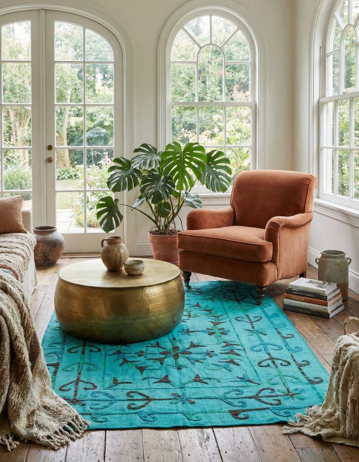 Detail image of 5' 3 x 7' 4  Hand Woven Kilim Suzani Wool Rug