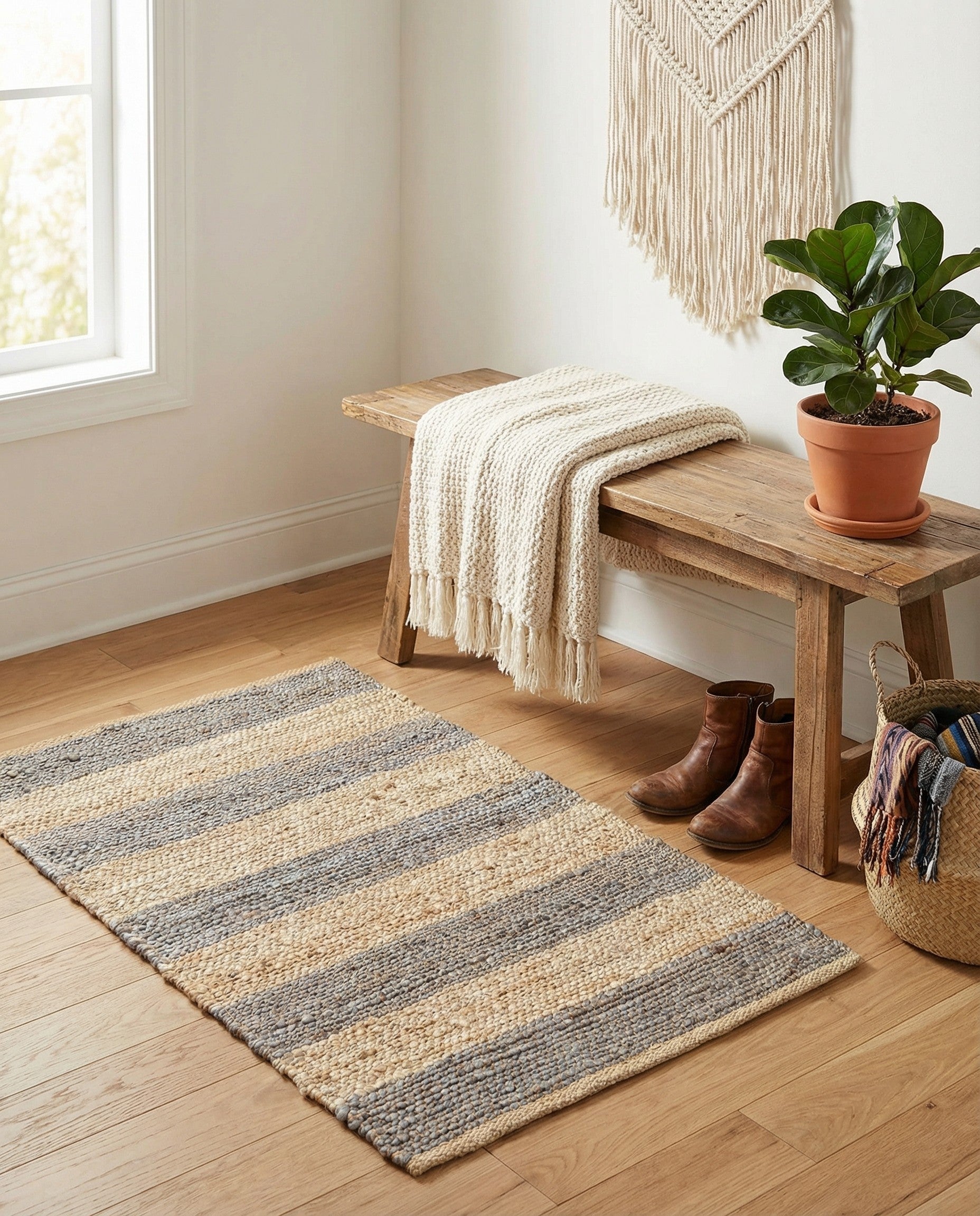  2' 2 x 3' 1  Hand Braided Jute Rug