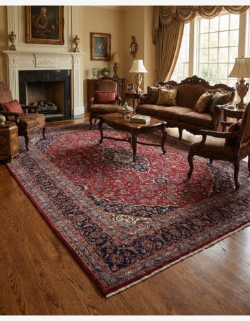 9' 10 x 13' Hand Knotted Kashan Persian Wool Rug