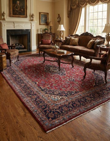 9' 10 x 13' Hand Knotted Kashan Persian Wool Rug