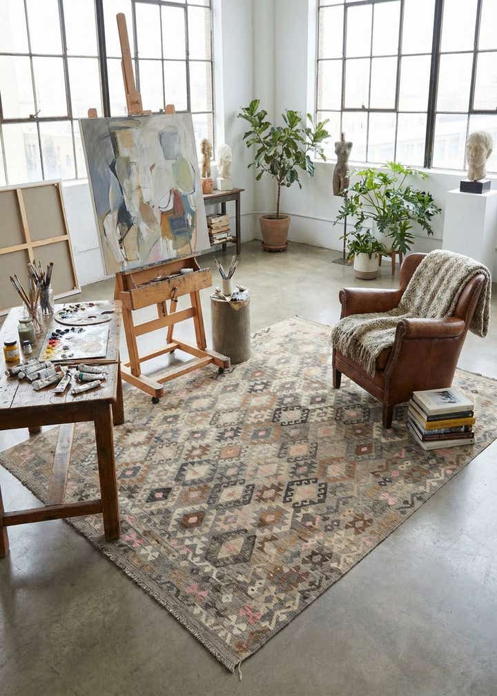 8' 6 x 11' 2 Hand Woven Kilim Maymana Wool Rug