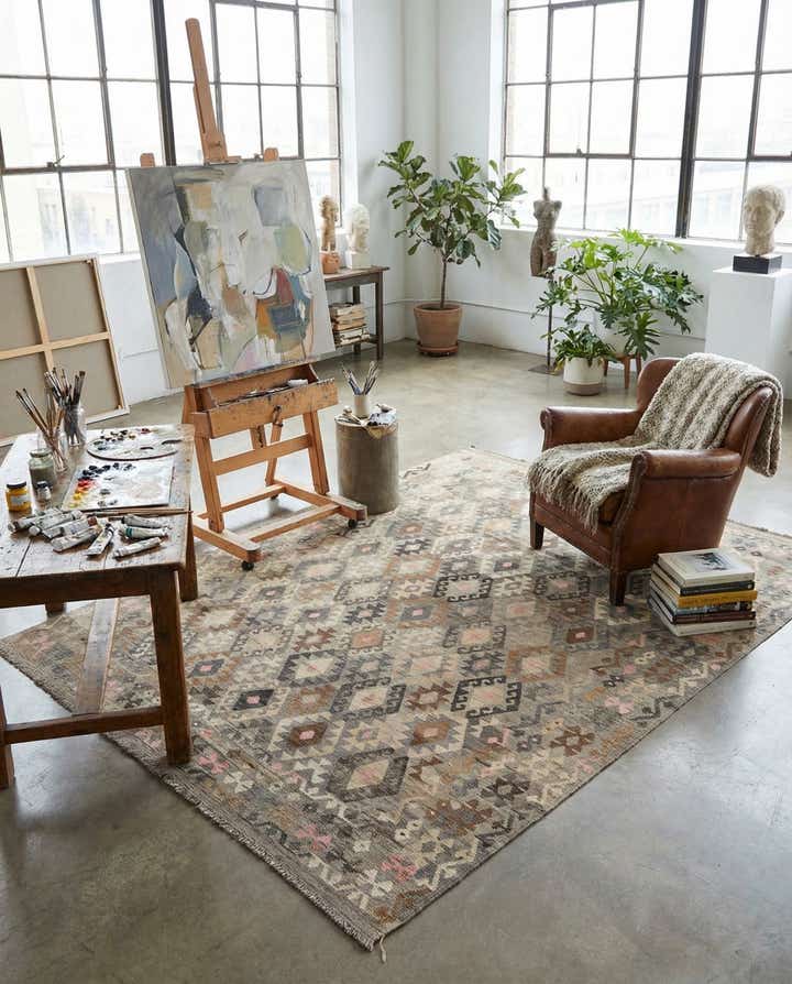 8' 6 x 11' 2 Hand Woven Kilim Maymana Wool Rug