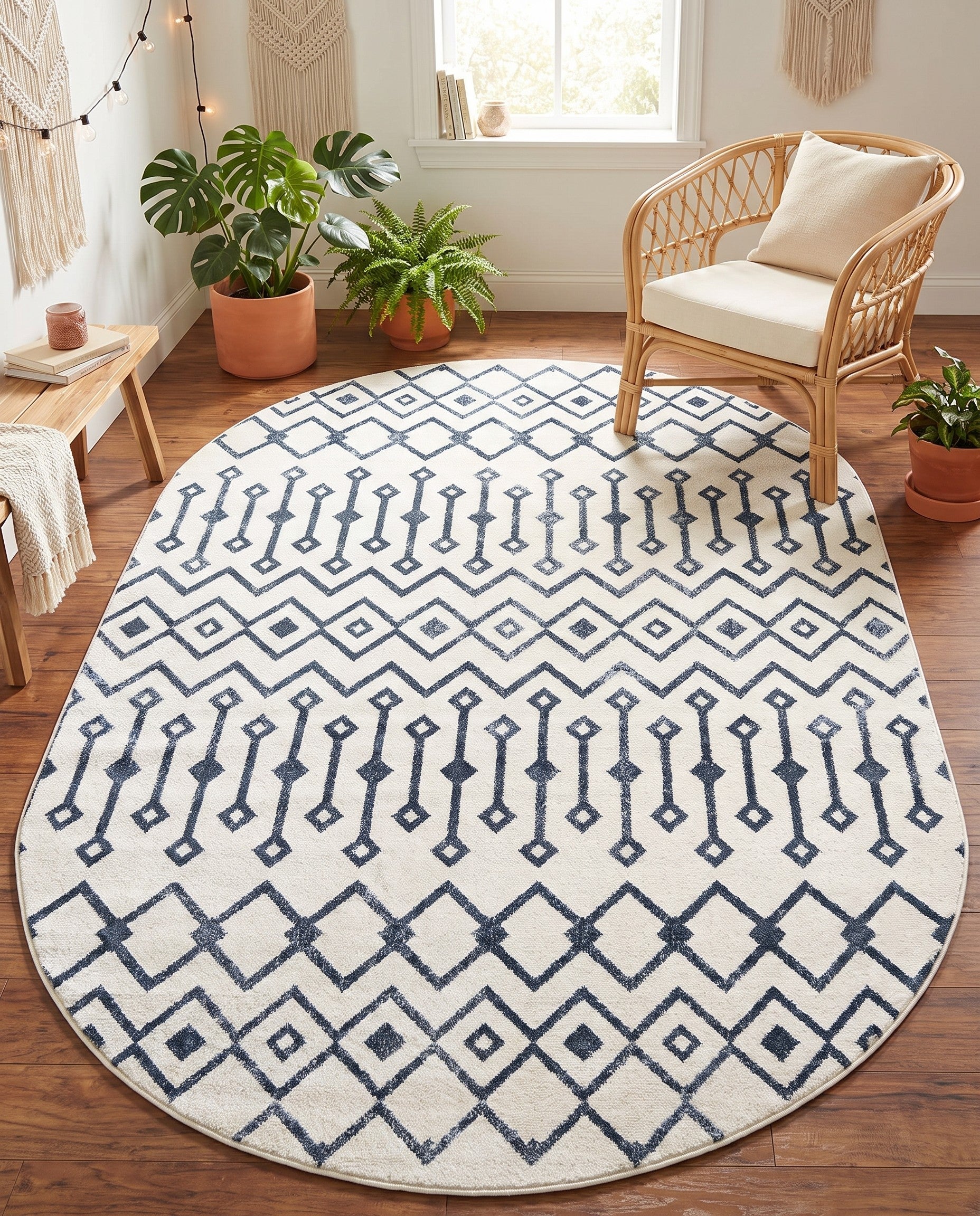5' 3 x 8' Bohemian Trellis Oval Rug