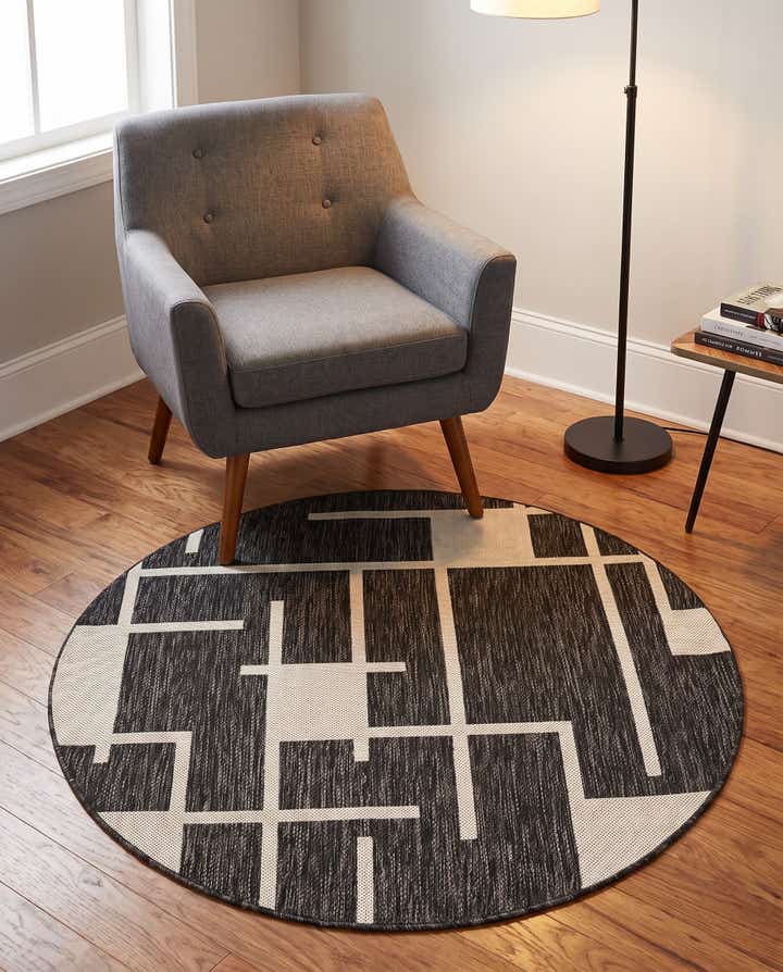 4' x 4' Easy-Clean Modern Indoor / Outdoor Round Rug