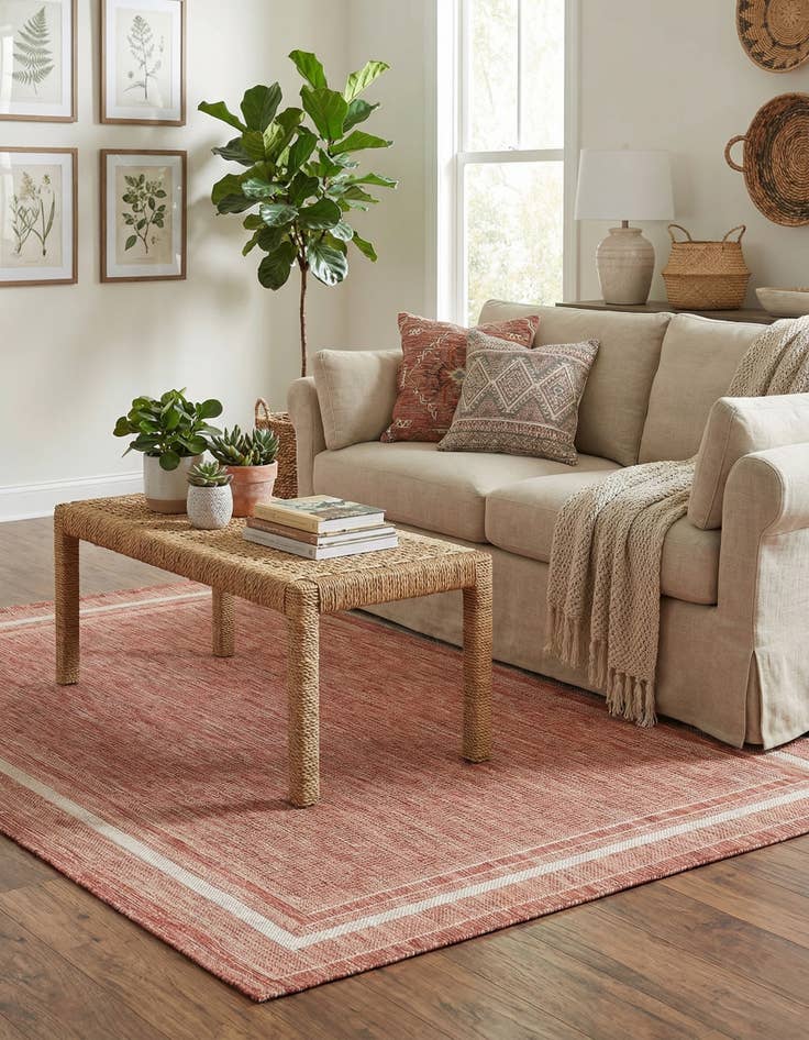 Detail image of 5' 3 x 8'  Washable Border Indoor / Outdoor Rug