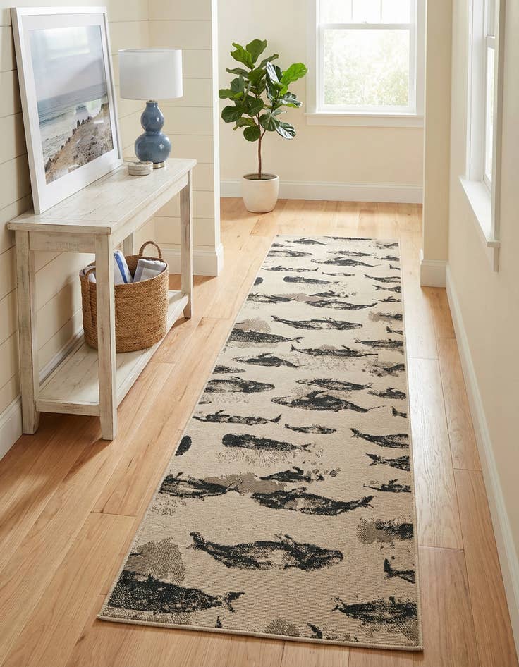 Detail image of 2' 7 x 10'  Washable Coastal Indoor / Outdoor Runner Rug