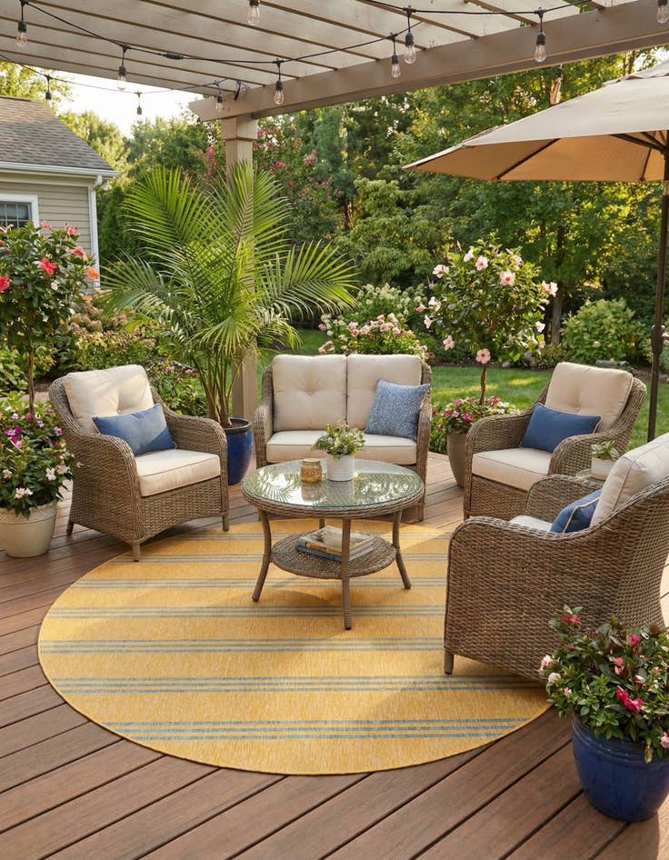 Detail image of  13' x 13'  Washable Jill Zarin Anguilla Indoor / Outdoor Round Rug