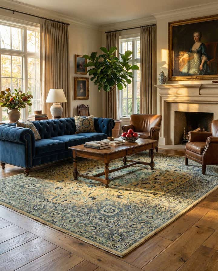 9' 8 x 13' Hand Knotted Mashad Persian Wool Rug