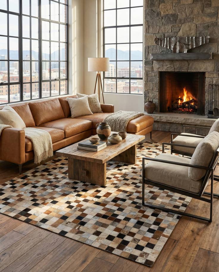 Detail image of 5' 1 x 7' 11 Cowhide - Patchwork Rug