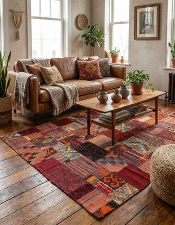 4' x 6' Hand Woven Kilim Patchwork Wool Rug