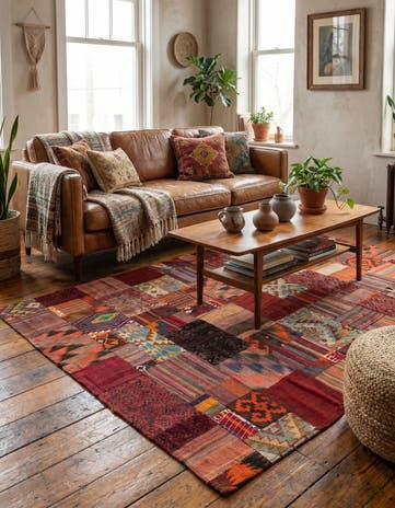 4' x 6' Hand Woven Kilim Patchwork Wool Rug