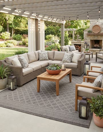 9' x 12' Easy-Clean Lattice Indoor / Outdoor Rug