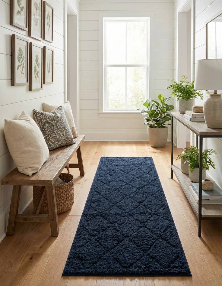 Detail image of  2' 7 x 10' Lattice Shag Runner Rug