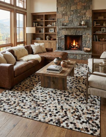 8' 1 x 9' 10 Cowhide Leather Rug