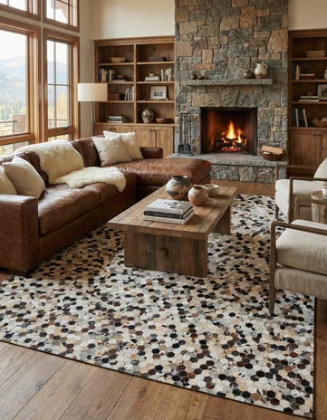 8' 1 x 9' 10 Cowhide Leather Rug