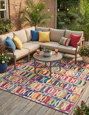 7' 10 x 7' 10 Easy-Clean Modern Indoor / Outdoor Square Rug