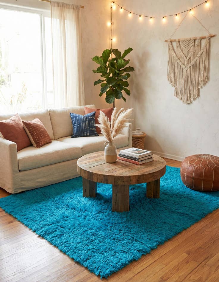 Detail image of 5' 2 x 6' 10  Hand Knotted Moroccan Wool Square Rug