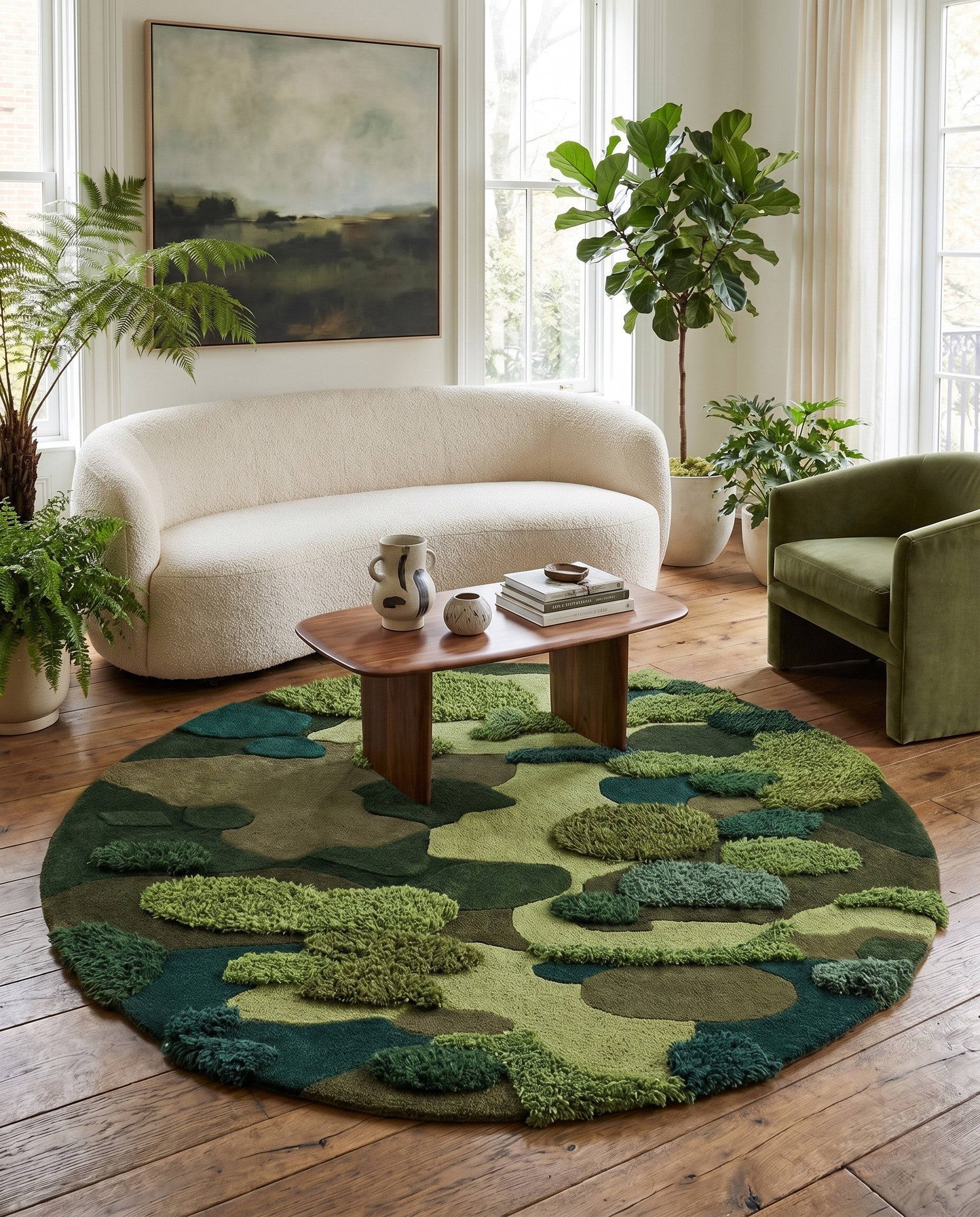5' 1 x 5' 1 Moss Garden Round Rug
