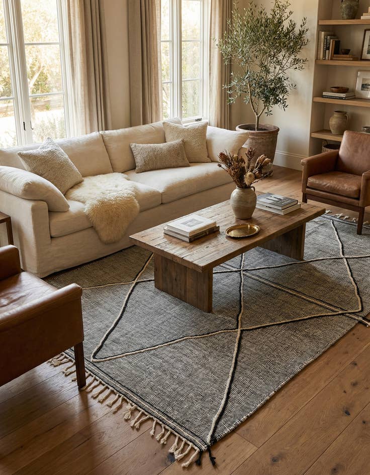 Detail image of 6' 6 x 9' 9 Hand Knotted Moroccan Wool Rug