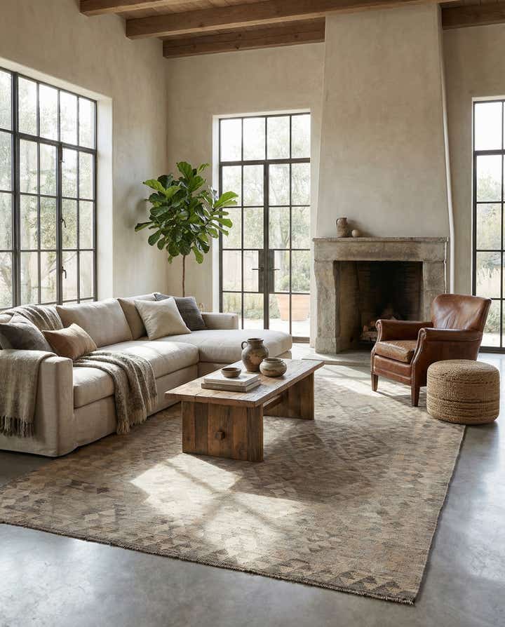 6' 9 x 9' 9 Hand Woven Kilim Maymana Wool Rug