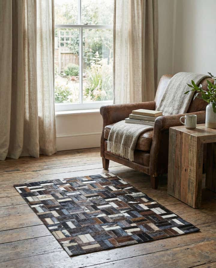 2' x 3' Cowhide Leather Rug