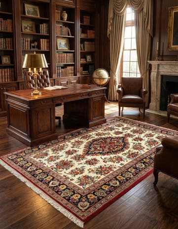 4' 8 x 6' 8 Hand Knotted Qom Persian Rug