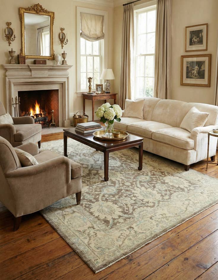 Detail image of 6' 6 x 9' 5 Hand Knotted Peshawar Ziegler Rug