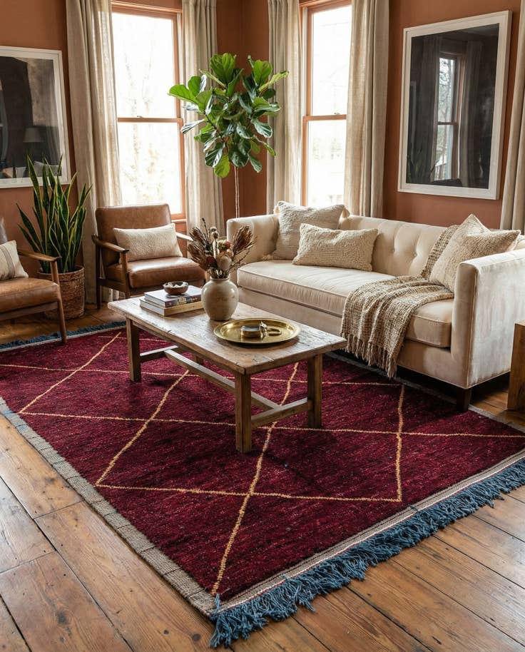 Detail image of 6' 4 x 9' 7 Hand Knotted Moroccan Wool Rug