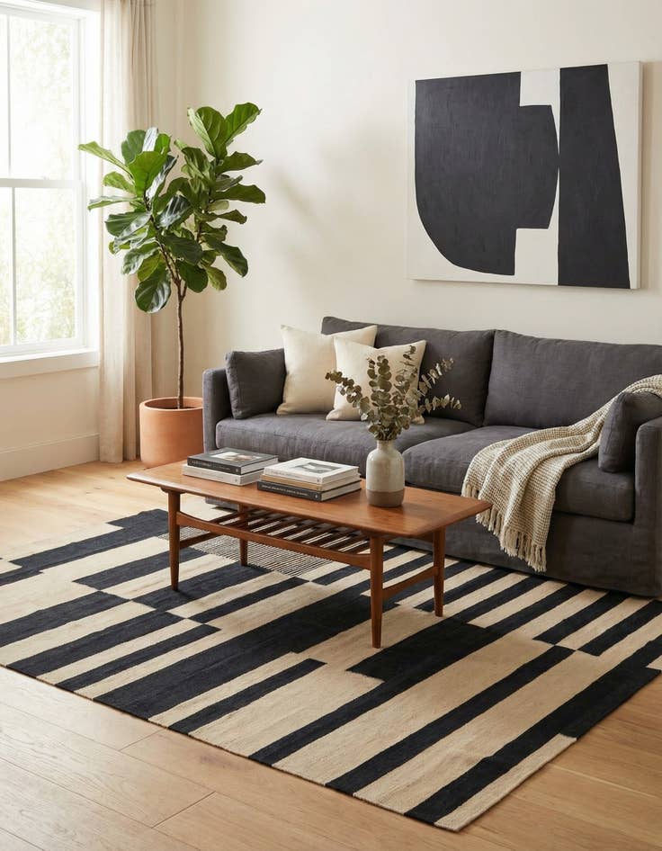 Detail image of 5' 10 x 7' 8  Hand Woven Kilim Modern Wool Rug