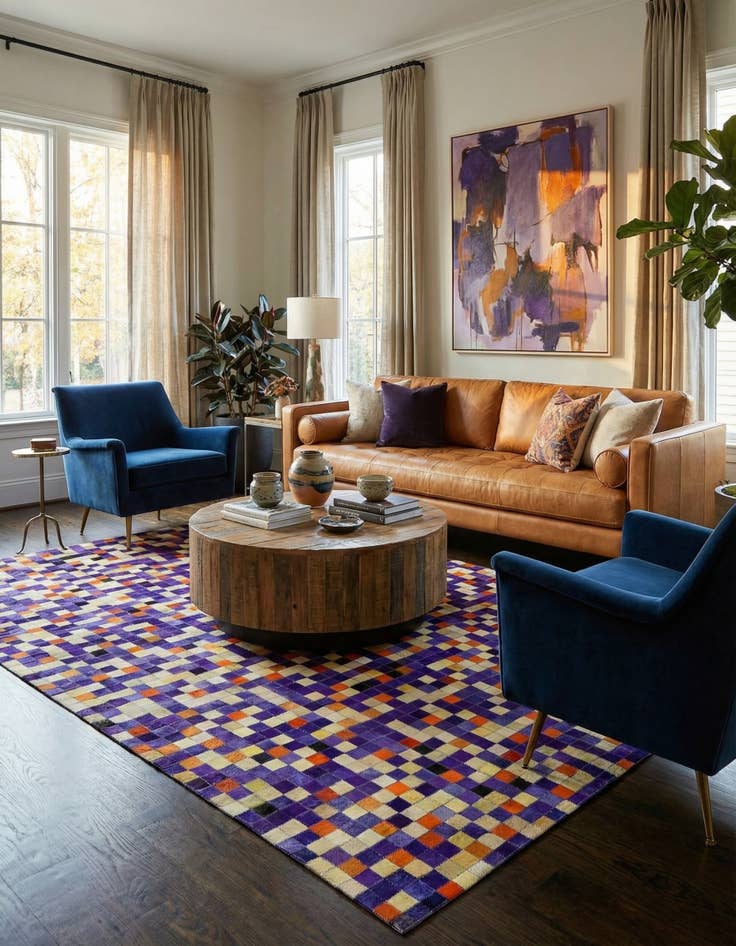 Detail image of 5' 2 x 8' Cowhide - Patchwork Rug