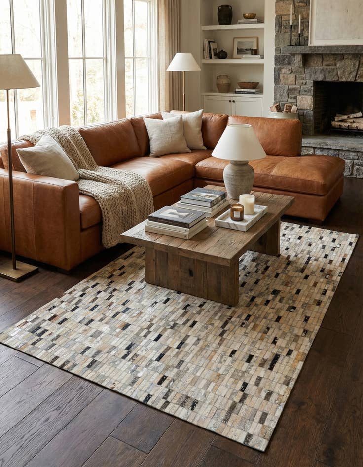 Detail image of  5' 1 x 8' 1 Cowhide - Patchwork Rug