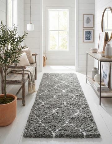 Gray Moroccan Shag Runner Rug