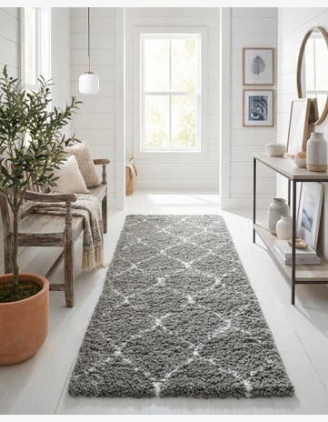 Gray Moroccan Shag Runner Rug