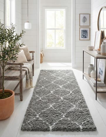 Gray Moroccan Shag Runner Rug