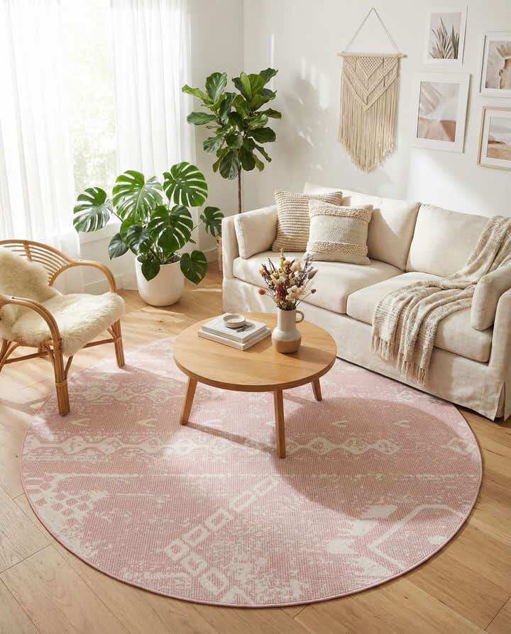 7' 10 x 7' 10 Easy-Clean Bohemian Indoor / Outdoor Round Rug