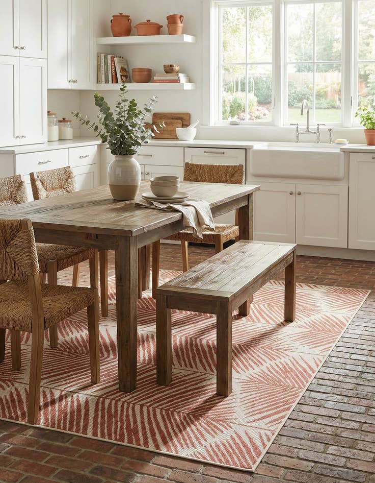 Detail image of 5' 3 x 7' 7  Washable Botanical Indoor / Outdoor Rug