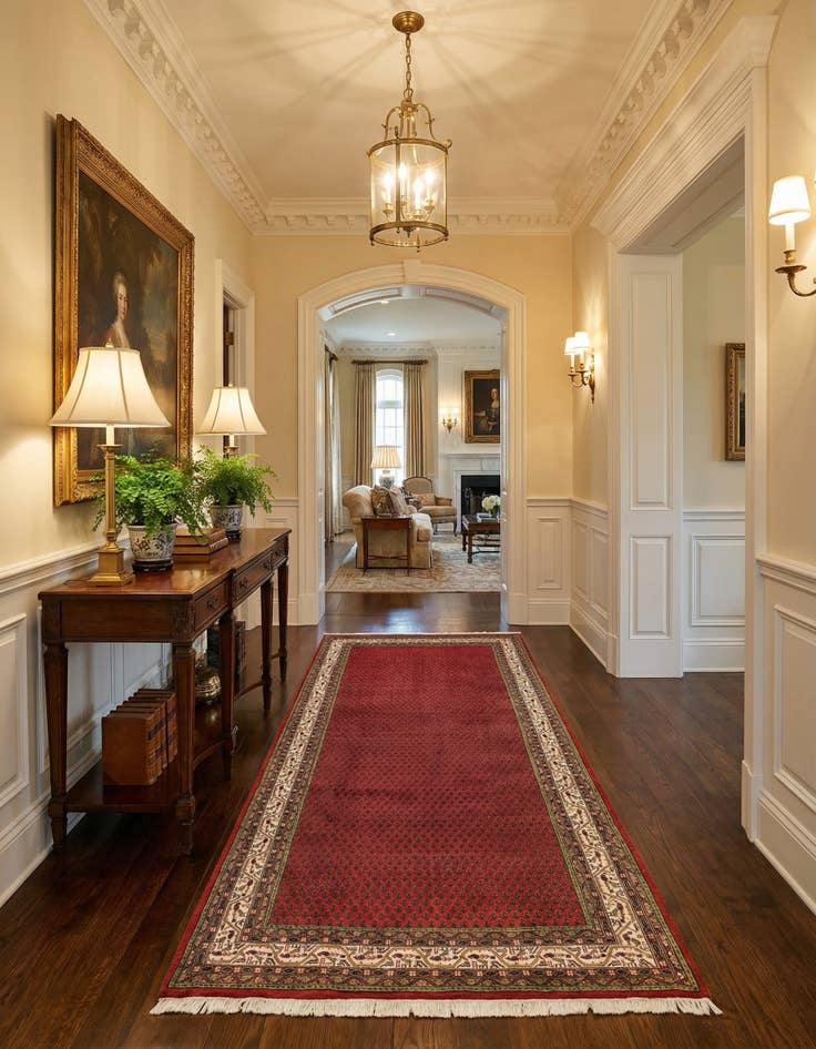 Detail image of 6' x 11' 6  Hand Knotted Mir Wool Runner Rug