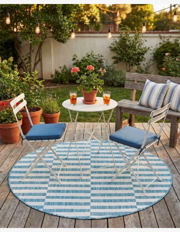4' x 4' Easy-Clean Ribbon Indoor / Outdoor Round Rug