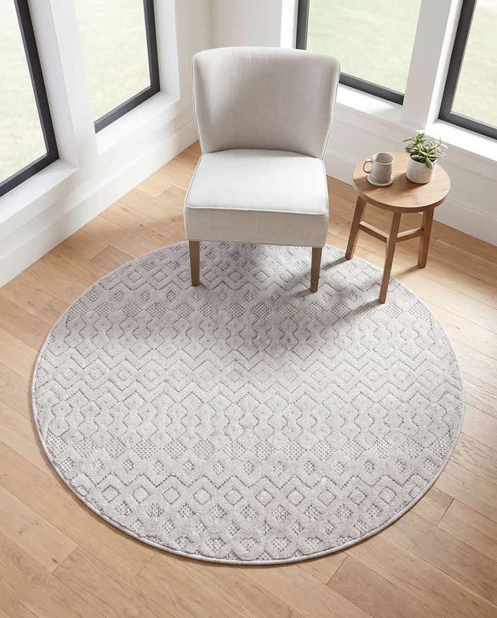 4' x 4' Easy-Clean Trellis Textured Indoor / Outdoor Round Rug