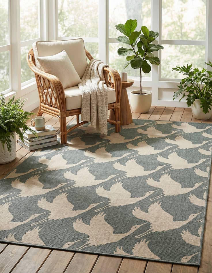 Detail image of 5' x 8'  Washable Coastal Indoor / Outdoor Rug