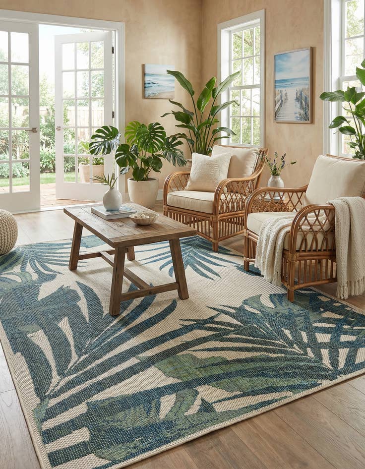 Detail image of 5' 3 x 7' 7  Washable Baja Indoor / Outdoor Rug