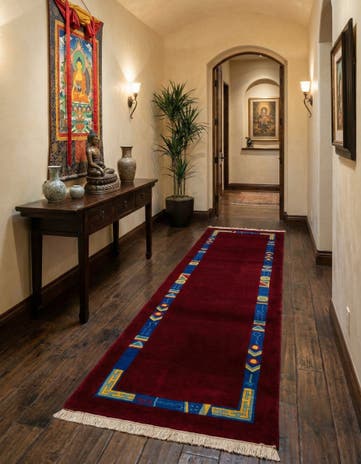2' 11 x 9' 9 Hand Knotted Tibet Wool Runner Rug