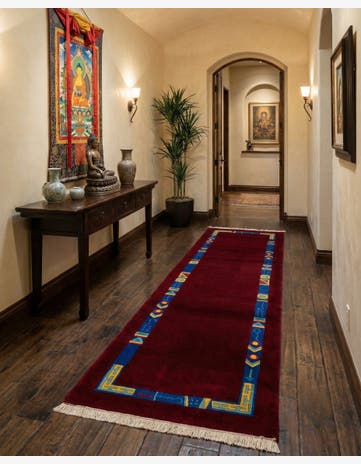 2' 11 x 9' 9 Hand Knotted Tibet Wool Runner Rug