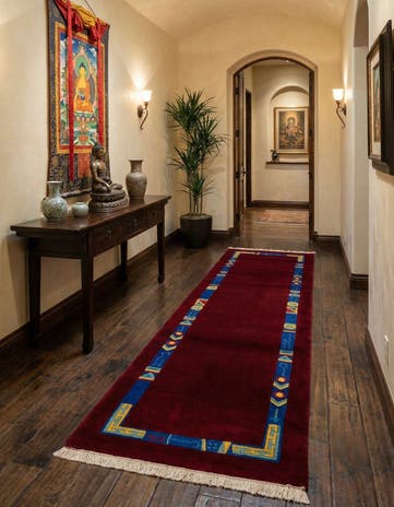 2' 11 x 9' 9 Hand Knotted Tibet Wool Runner Rug