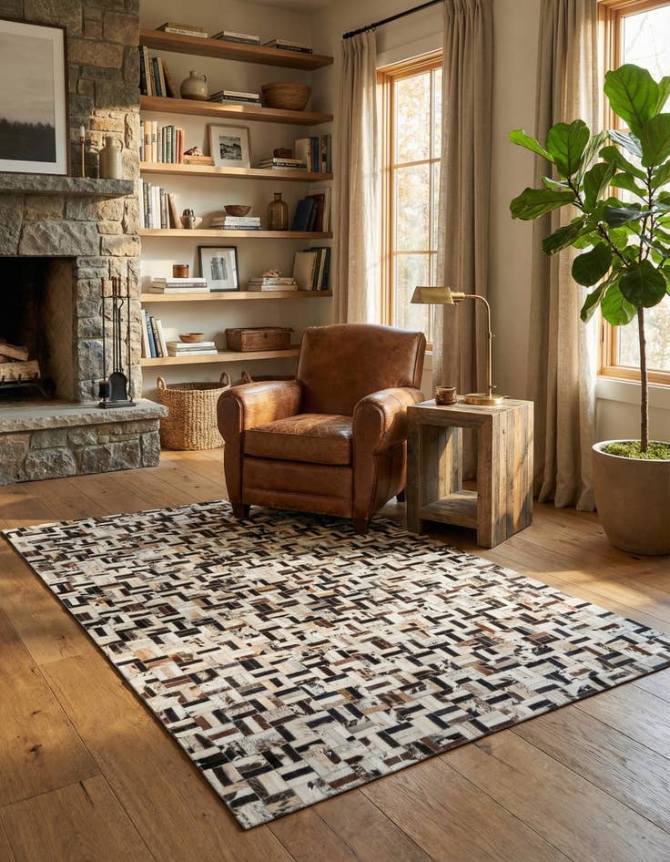 Detail image of 5' x 8' Cowhide Leather Rug