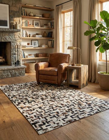 5' x 8' Cowhide Leather Rug