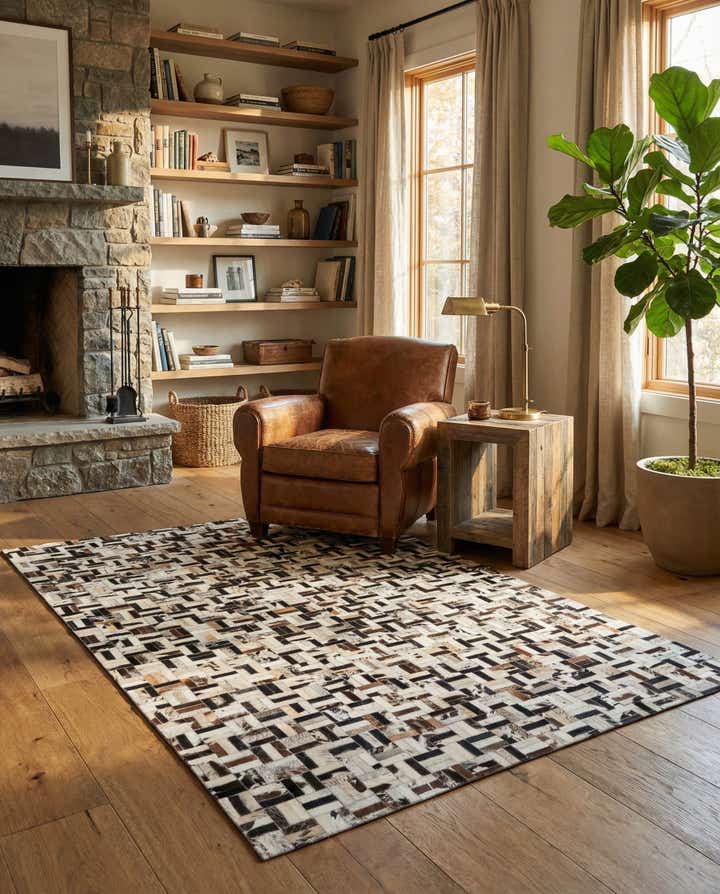 5' x 8' Cowhide Leather Rug