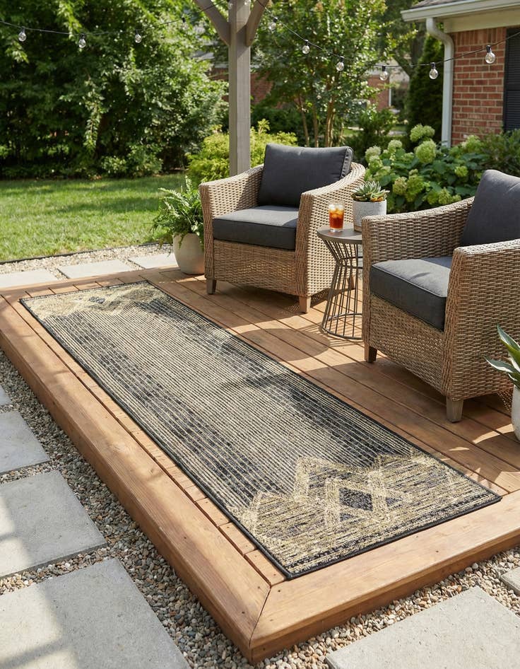 Detail image of 2' x 8'  Washable Modern Indoor / Outdoor Runner Rug