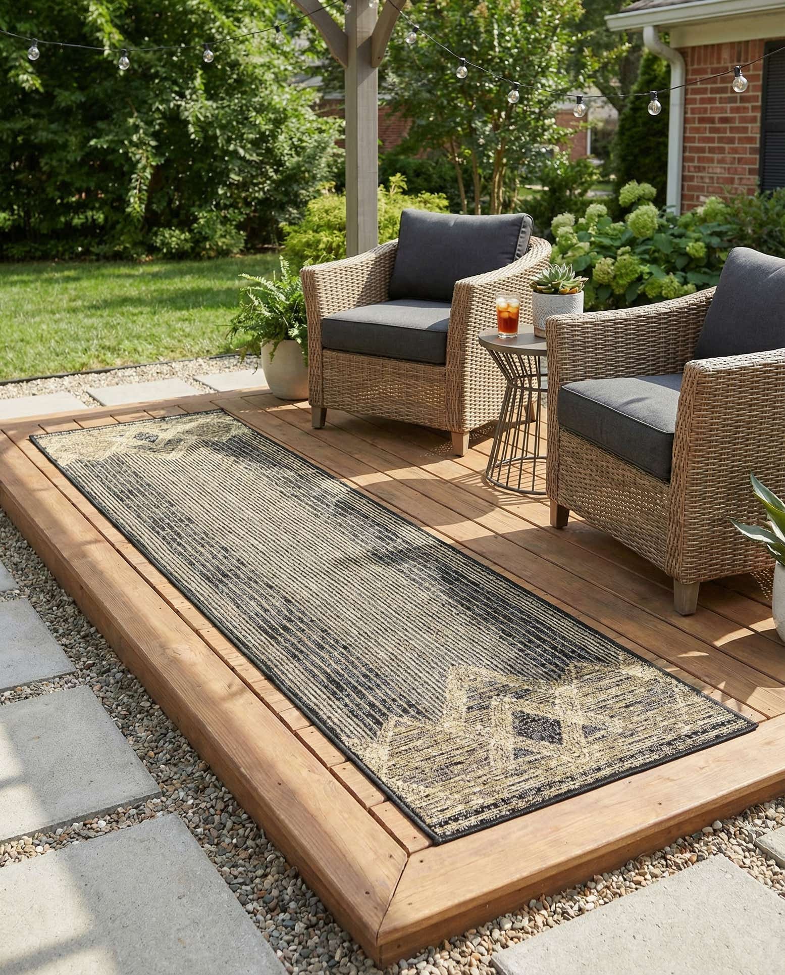 2' x 8' Easy-Clean Modern Indoor / Outdoor Runner Rug